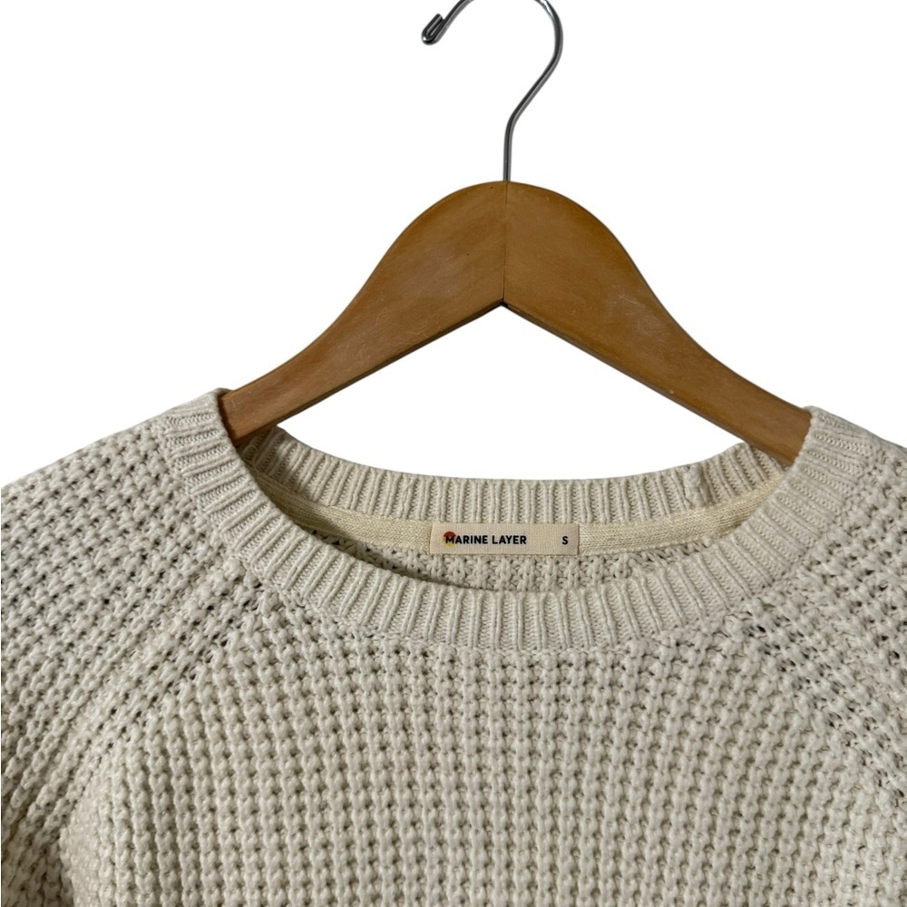 MARINE LAYER Delaney Cotton Wool Off White Knit Long Sweater Pullover Top - Picture 4 of 5